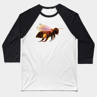 A flying honey bee carrying pollen sacs Baseball T-Shirt
